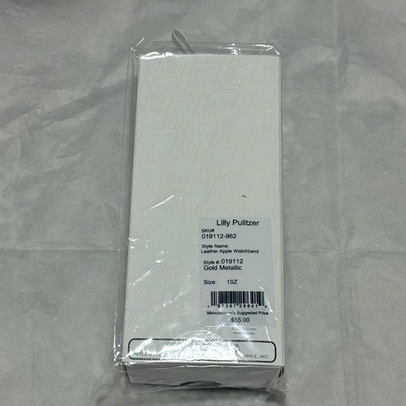 NWT Lilly Pulitzer Leather Apple Watch Band in Gold Metallic - Picture 8 of 8